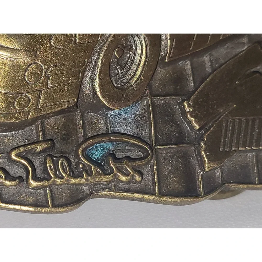 Anheuser-Busch Belt Buckle Mens Bronze Bill Elliott NASCAR Limited Ed Vintage